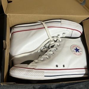 White CT Lux Mid (high top Chuck Taylor Wedge Heel) size 10.5